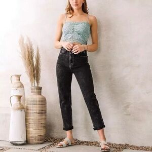 KanCan 27 (7) Ultra High Rise Baggy Fit Black Jeans Womens Stretch Acid Wash